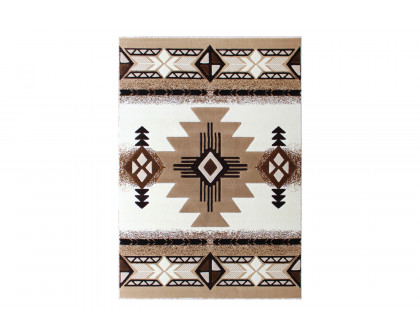 BLNK Mohave Collection Southwestern Style Olefin Traditional Area Rug with Jute Backing - Ivory, 5'W x 7'L