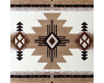 BLNK Mohave Collection Southwestern Style Olefin Traditional Area Rug with Jute Backing - Ivory, 5'W x 7'L