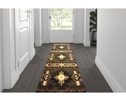 BLNK Mohave Collection Southwestern Style Olefin Traditional Area Rug with Jute Backing