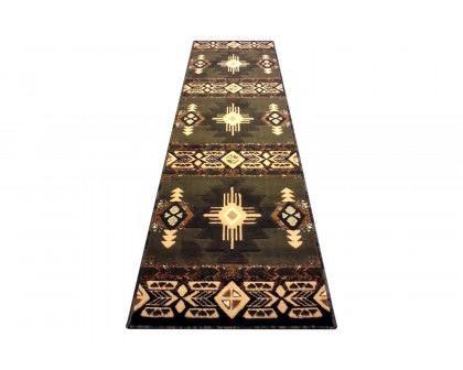 BLNK Mohave Collection Southwestern Style Olefin Traditional Area Rug with Jute Backing - Sage, 2'W x 7'L