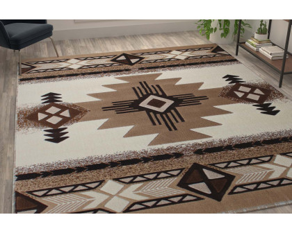 BLNK Mohave Collection Southwestern Style Olefin Traditional Area Rug with Jute Backing