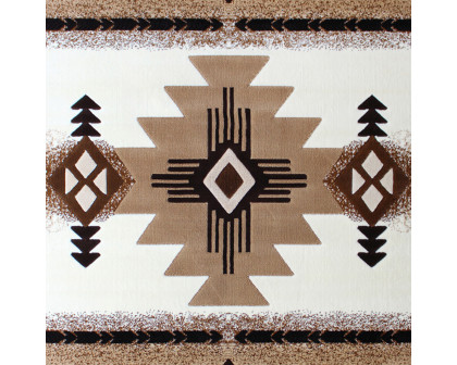 BLNK Mohave Collection Southwestern Style Olefin Traditional Area Rug with Jute Backing - Ivory, 8'W x 10'L