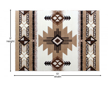 BLNK Mohave Collection Southwestern Style Olefin Traditional Area Rug with Jute Backing - Ivory, 8'W x 10'L