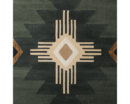 BLNK Mohave Collection Southwestern Style Olefin Traditional Area Rug with Jute Backing - Sage, 5'W x 7'L