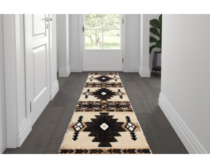 BLNK Mohave Collection Southwestern Style Olefin Traditional Fibers Area Rug with Jute Backing