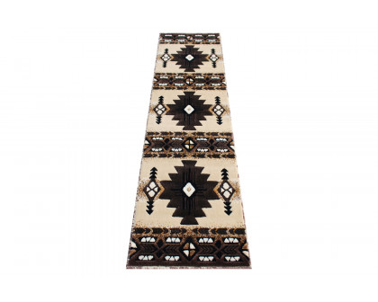 BLNK Mohave Collection Southwestern Style Olefin Traditional Fibers Area Rug with Jute Backing - Brown, 2'W x 7'L