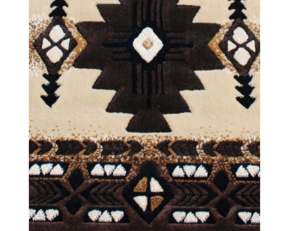 BLNK Mohave Collection Southwestern Style Olefin Traditional Fibers Area Rug with Jute Backing - Brown, 2'W x 7'L