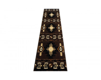 BLNK Mohave Collection Southwestern Style Olefin Traditional Area Rug with Jute Backing - Chocolate, 2'W x 7'L