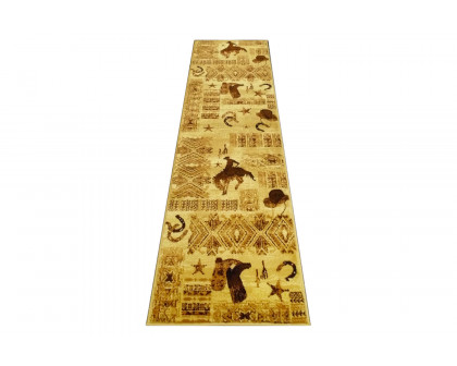 BLNK - Brooks Collection Brown Western InspiRunner Area Rug for Indoor Use