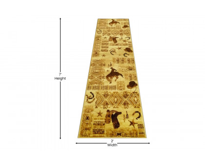 BLNK - Brooks Collection Brown Western InspiRunner Area Rug for Indoor Use