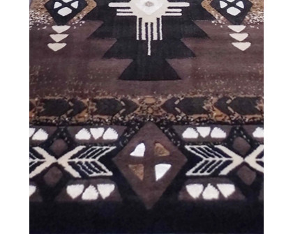 BLNK Mohave Collection Southwestern Style Olefin Traditional Area Rug with Jute Backing - Chocolate, 3'W x 16'L