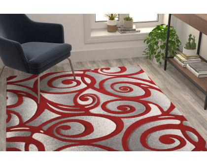 BLNK - Willow Collection Modern Olefin High-Low Pile Swirled Area Rug