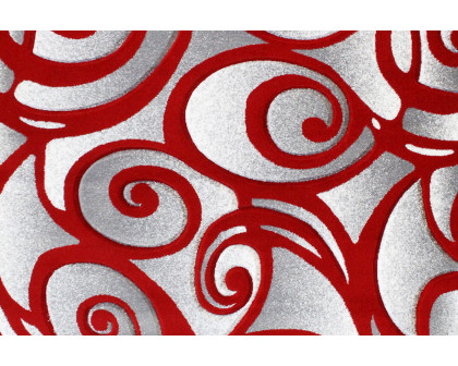 BLNK Willow Collection Modern Olefin High-Low Pile Swirled Area Rug - Red, 5'W x 7'L