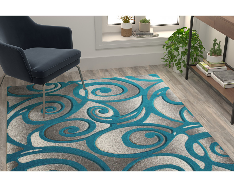 BLNK Willow Collection Modern Olefin High-Low Pile Swirled Area Rug