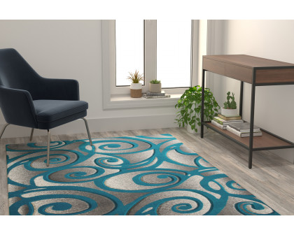 BLNK Willow Collection Modern Olefin High-Low Pile Swirled Area Rug