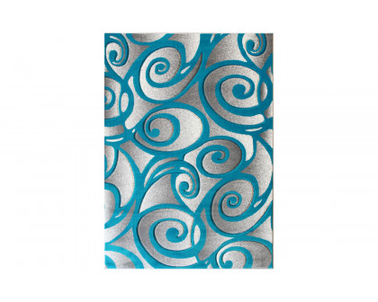 BLNK Willow Collection Modern Olefin High-Low Pile Swirled Area Rug - Turquoise, 5'W x 7'L