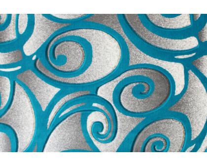 BLNK Willow Collection Modern Olefin High-Low Pile Swirled Area Rug - Turquoise, 5'W x 7'L