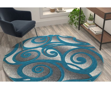 BLNK - Willow Collection Modern Round Olefin High-Low Pile Swirled Area Rug