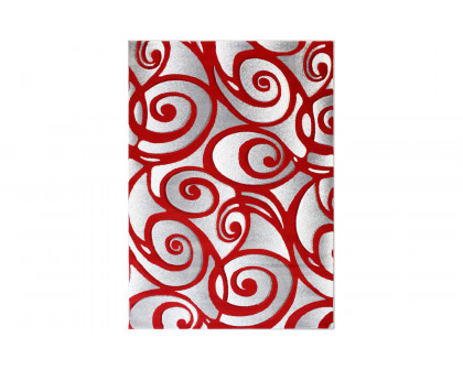 BLNK Willow Collection Modern Olefin High-Low Pile Swirled Area Rug - Red, 8'W x 10'L