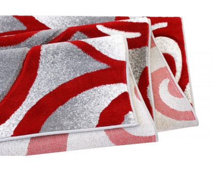 BLNK Willow Collection Modern Olefin High-Low Pile Swirled Area Rug - Red, 8'W x 10'L