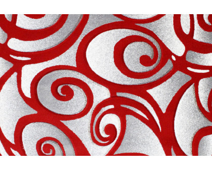 BLNK Willow Collection Modern Olefin High-Low Pile Swirled Area Rug - Red, 8'W x 10'L