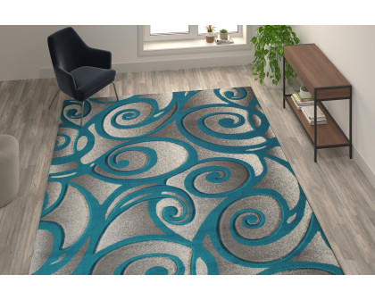 BLNK Willow Collection Modern Olefin High-Low Pile Swirled Area Rug