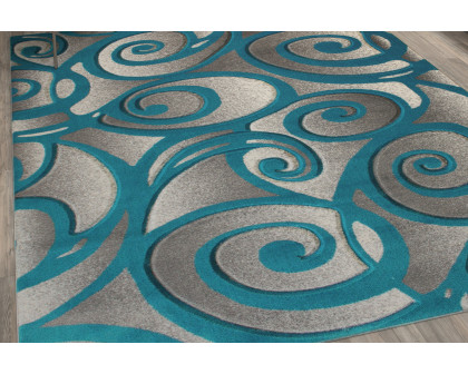 BLNK Willow Collection Modern Olefin High-Low Pile Swirled Area Rug - Turquoise, 8'W x 10'L