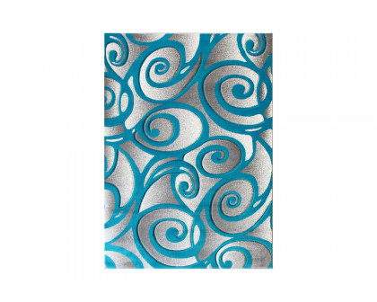 BLNK Willow Collection Modern Olefin High-Low Pile Swirled Area Rug - Turquoise, 8'W x 10'L