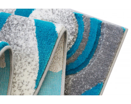 BLNK Willow Collection Modern Olefin High-Low Pile Swirled Area Rug - Turquoise, 8'W x 10'L