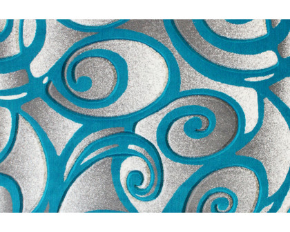 BLNK Willow Collection Modern Olefin High-Low Pile Swirled Area Rug - Turquoise, 8'W x 10'L