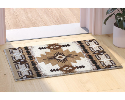 BLNK Mohave Collection Southwestern Style Olefin Traditional Area Rug with Jute Backing - Ivory, 2'W x 3'L