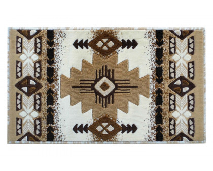 BLNK Mohave Collection Southwestern Style Olefin Traditional Area Rug with Jute Backing - Ivory, 2'W x 3'L