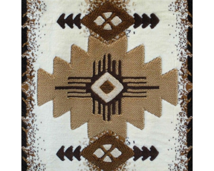 BLNK Mohave Collection Southwestern Style Olefin Traditional Area Rug with Jute Backing - Ivory, 2'W x 3'L