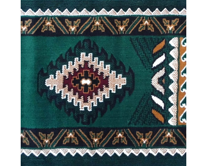 BLNK™ Ventana Collection Southwest Olefin Area Rug with Jute Backing - Hunter Green, 2'W x 7'L