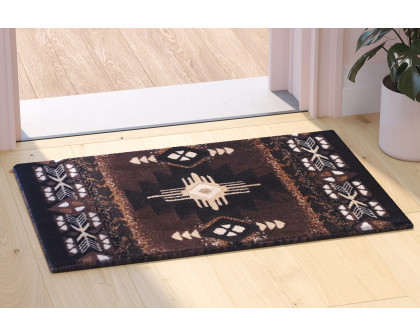 BLNK Mohave Collection Southwestern Style Olefin Traditional Area Rug with Jute Backing - Chocolate, 2'W x 3'L