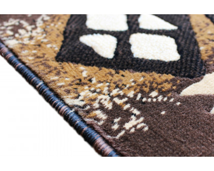 BLNK Mohave Collection Southwestern Style Olefin Traditional Area Rug with Jute Backing - Chocolate, 2'W x 3'L