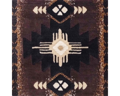 BLNK Mohave Collection Southwestern Style Olefin Traditional Area Rug with Jute Backing - Chocolate, 2'W x 3'L