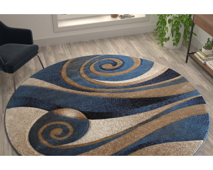 BLNK - Coterie Collection Modern Round Olefin Circular Patterned Indoor Area Rug with Jute Backing