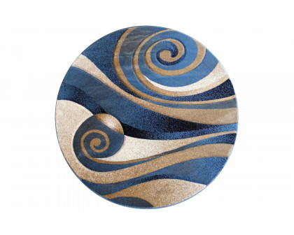 BLNK - Coterie Collection Modern Round Olefin Circular Patterned Indoor Area Rug with Jute Backing