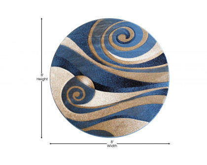 BLNK - Coterie Collection Modern Round Olefin Circular Patterned Indoor Area Rug with Jute Backing