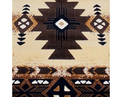 BLNK Mohave Collection Southwestern Style Olefin Traditional Fibers Area Rug with Jute Backing - Brown, 3'W x 16'L