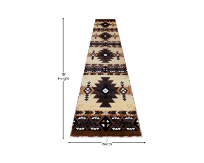 BLNK Mohave Collection Southwestern Style Olefin Traditional Fibers Area Rug with Jute Backing - Brown, 3'W x 16'L