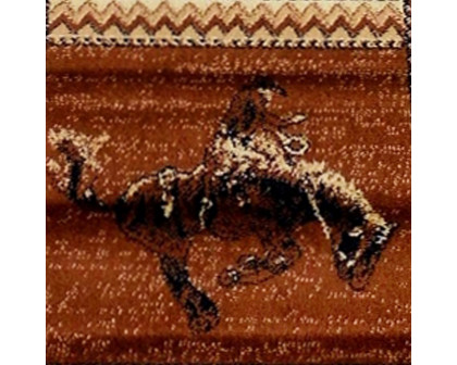 BLNK Hoytt Collection Brown Bucking Bronco Cowboy Area Rug with Jute Backing - 2'W x 7'L