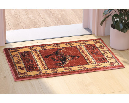 BLNK Hoytt Collection Brown Bucking Bronco Cowboy Area Rug with Jute Backing - 2'W x 3'L