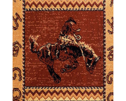 BLNK Hoytt Collection Brown Bucking Bronco Cowboy Area Rug with Jute Backing - 2'W x 3'L