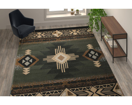 BLNK - Mohave Collection Southwestern Style Olefin Traditional Area Rug with Jute Backing