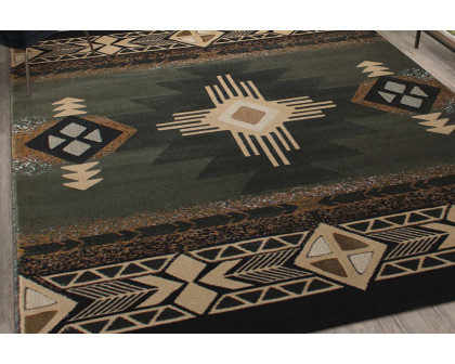 BLNK Mohave Collection Southwestern Style Olefin Traditional Area Rug with Jute Backing - Sage, 8'W x 10'L