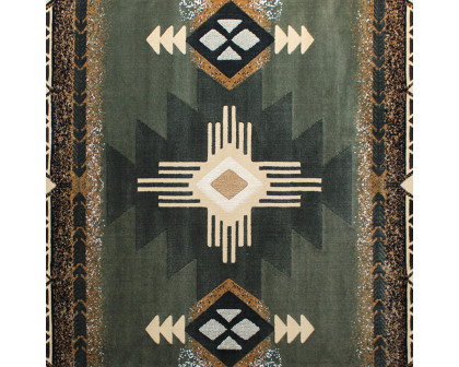 BLNK Mohave Collection Southwestern Style Olefin Traditional Area Rug with Jute Backing - Sage, 8'W x 10'L