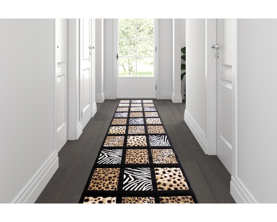 BLNK Menagerie Collection Modern Olefin Animal Print Area Rug - 3'W x 10'L