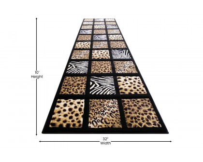 BLNK Menagerie Collection Modern Olefin Animal Print Area Rug - 3'W x 10'L